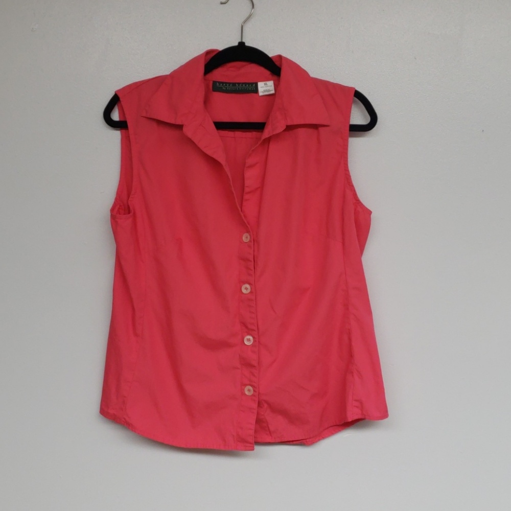 Harve Benard Pink Button Down Sleeveless Top